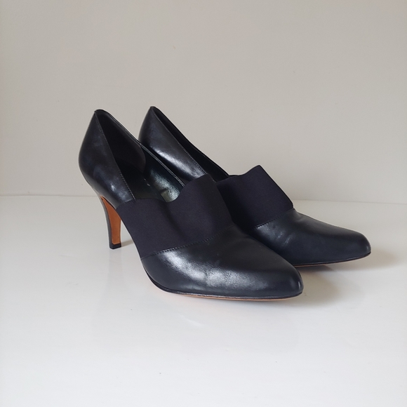 Arturo Chiang Black Leather Heels Size 8.5 - Picture 1 of 8
